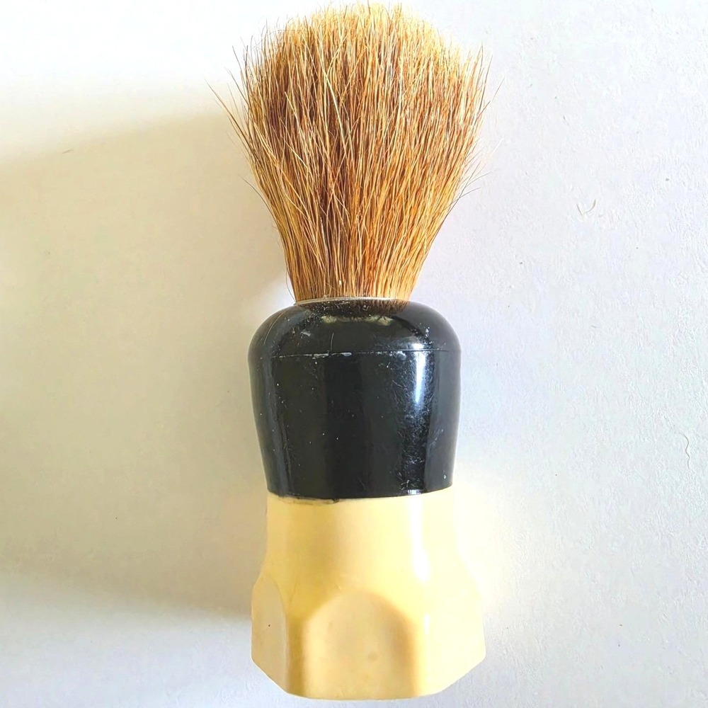 Vintage Rex 350 Shaving Brush Pure Badger Hair Two Tone Handle USA Made 1930-50s